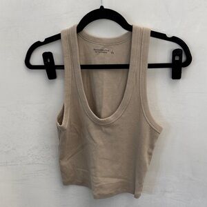 Abercrombie & Fitch Women's Cream Ribbed Tank Top